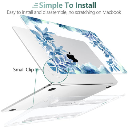 TWOLSKOO for MacBook Air 13 inch Case M5 2026 M4 2025 M3 M2 2024-2022 A3449 A3240 A3113 A2681, Plastic Hard Shell & Keyboard Cover & Screen Film for MacBook Air 13.6 inch Case, Blue Floral
