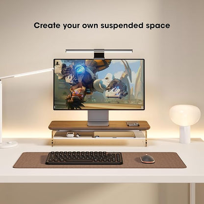 Fenge Acrylic Monitor Stand Riser, 23.6 Inches Monitor Stand with Metal Storage, 2 Tier Acrylic Computer Riser for Desk, Clear Laptop Stand for PC, Laptop, Printer, TV
