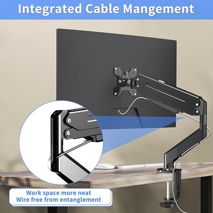 Suptek Single Monitor Mount,Adjustable Gas Spring Monitor Arm Desk Mount Stand Fits 17 20 22 23 24 26 27 32 33 inch,Holds up to 22 lbs, Black(MD18)