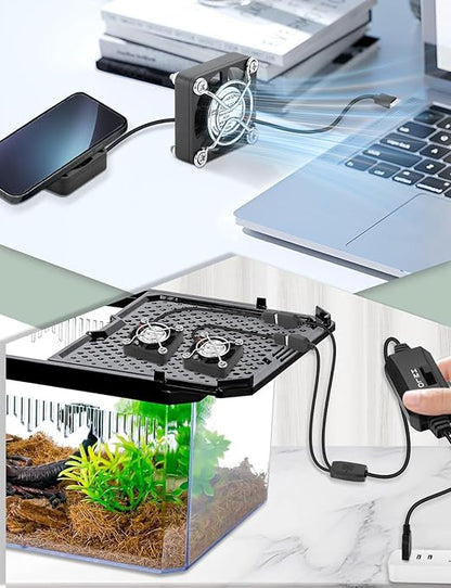 2 Packs USB Fan 40mm x 10mm DC 5V Mini Cooling Brushless Box Fan for Computer Terrarium PlayStation PC Case Xbox Welding Helmet Aquarium Router