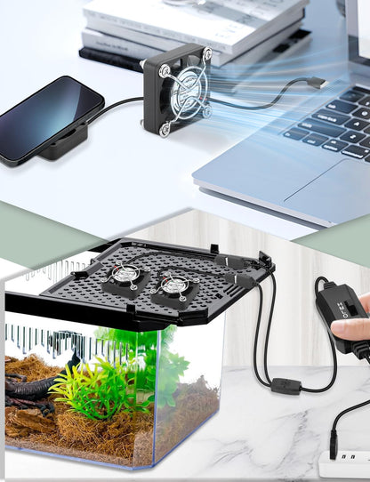 AmRunJe 40mm USB Fan 2pcs, 5V Mini Cooling Brushless Fan with Speed Control