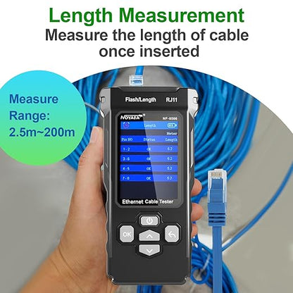 NOYAFA NF-8506 Network Cable Tester with IP Scan, TDR CAT5 CAT6 Ethernet Cable Tester, PoE PingTest, Network Rate Test, Port Flashing, Network Tester Cable Toner for RJ11 RJ45