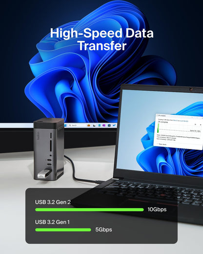 Belkin USB-C Hub 11 in 1 Pro GaN 150W Triple 4K HDMI Windows, Laptops