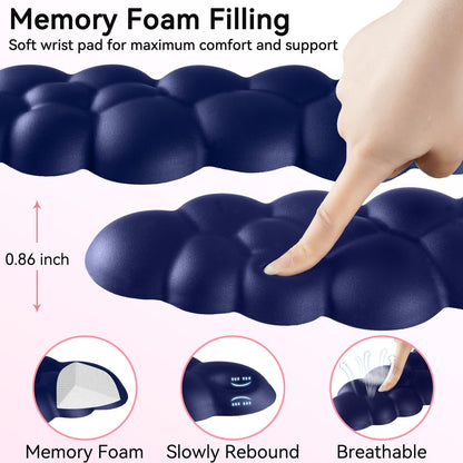 Sushret Cloud Wrist Rest for Computer Keyboard and Mouse Pad Set, Dark Blue