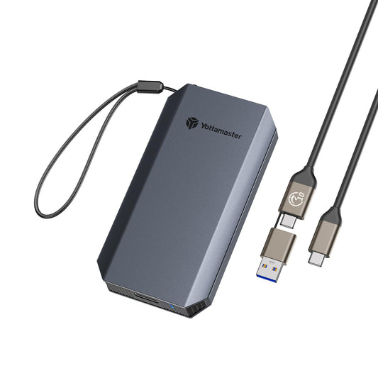 Yottamaster 1TB External SSD, Up to 460MB/s 2 in 1 USB C Cable & Lanyard Portable Solid State Drives, Supports 4K ProRes HDR Compatible with iPhone 17 Pro Max, Smartphone, Tablet, Laptop