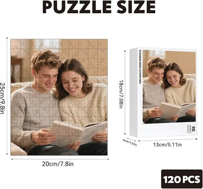 Custom Puzzles from Photos, Personalized Natural Wood Puzzle with 120/200/300/500/1000 Pieces, Customized Jigsaw Create Timeless Memories for Adults, Family, Father's Day, Lover, Pet