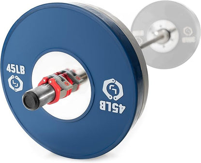 Lock-Jaw Barbell Collars HEX Olympic Barbell Clamps 2 Pcs – Heavy Duty Bar Clamps for 2” & 50mm Olympic Bars – Secure Weight Bar Clamps for Strength Training & Home Gym Accessories – Red