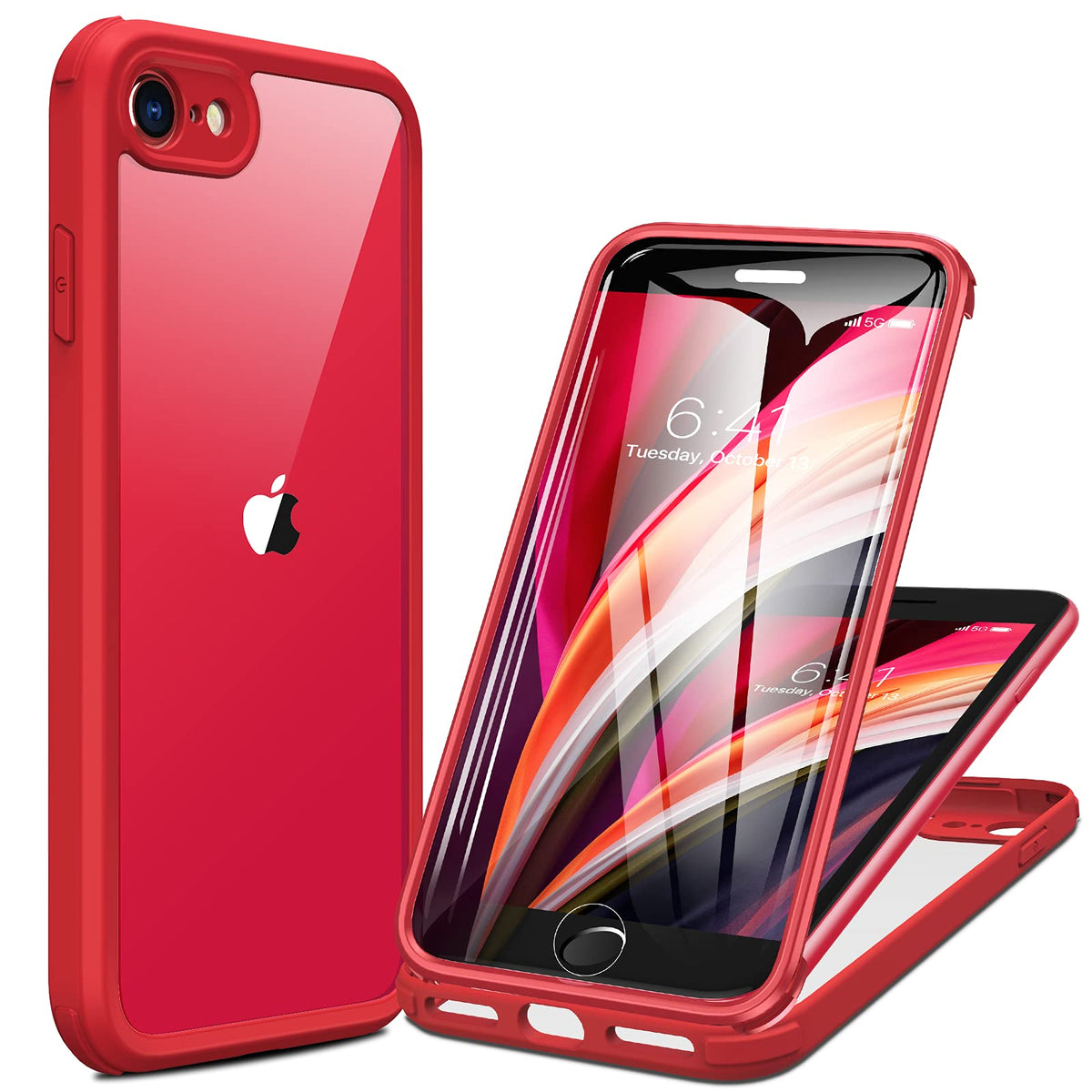Miracase for iPhone 13 Case 6.1'',Full-Body Magnetic Clear Bumper Case with Built-in 9H Tempered Glass Screen Protector,Military Drop Protection Outdoor Phone Case — iPhone SE/8