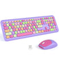 KNOWSQT Wireless Keyboard and Mouse Combo, Pale Blue Full-Sized 2.4G Silent Keycap Colorful Keyboards, USB Dongle Plug Play, Laptop, Windows, PC, Mac, Desktop