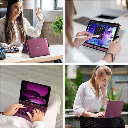 typecase Touch iPad 10th Generation Case with Keyboard (10.9", 2022), Multi-Touch Trackpad, 10 Color Backlight, 360° Rotatable, Thin & Light for Apple iPad 10th Gen 10.9 (Raspberry)