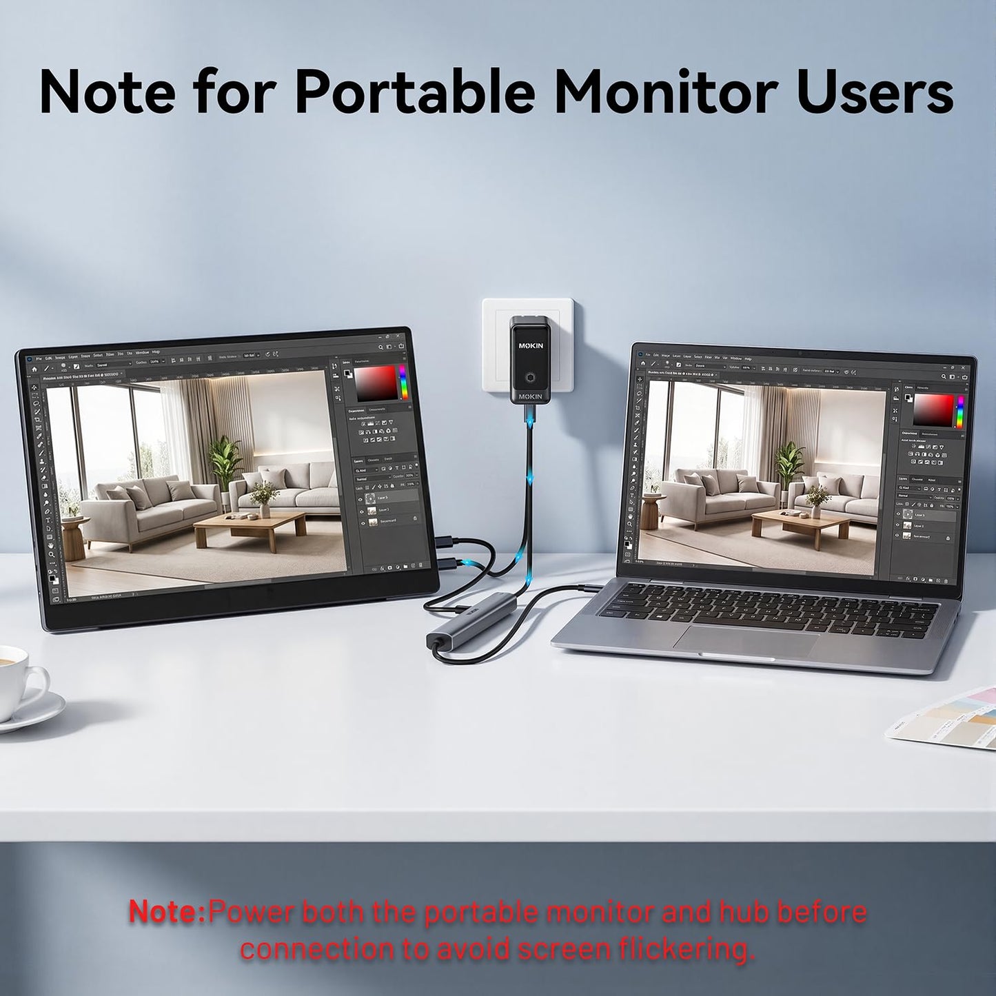 USB C Hub 10Gbps,MOKiN USB C Splitter with 4K@60Hz Video Output,100W PD Charging,Data Transfer,USB4 Multiport Dongle for MacBook Pro,iPad Pro and Type-C Devices