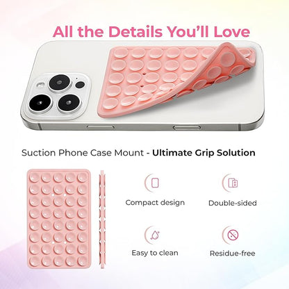 SUCKY Silicone Suction Phone Case Adhesive Mount - Anti-Slip Holder, Hands-Free Fidget Toy, Phone Accessory for iPhone and Android (Baby Blue, Double V2)