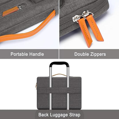 MOSISO 360 Protective Laptop Case 14 inch, 14 inch Laptop Sleeve Compatible with HP Lenovo Dell ASUS Acer, HP, Dell Latitude, Lenovo, Side Open Carrying Case with 4 Zipper Pockets&Handle, Taupe Gray