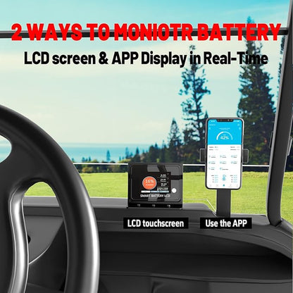 48V 100Ah Golf Cart Lithium LiFePO4 Battery with 200A BMS Grade A Cells Deep Cycle Rechargeable Battery,10000+ Cycles,Perfect for Golf Cart,Off Grid Applications (48V 100Ah-BLU)