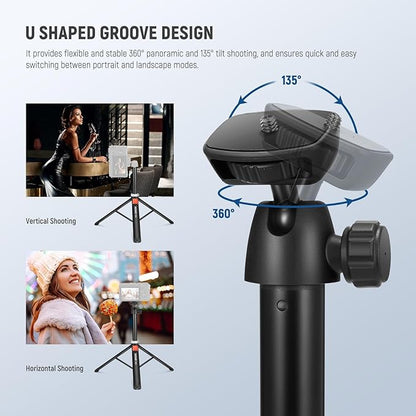 NEEWER Phone Tripod for Camera with Cell Phone Holder & Remote, 62.9" All Metal Selfie Stick Travel Vlog Video Recording Portable Stand Compatible with iPhone Canon Sony Nikon, Cleaning Cloth, TS05
