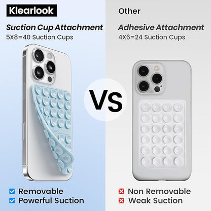 Silicone Suction Cup Phone Case Mount Double Sided, Silicon Sticky Phone Grip with Higher Suction Power for Cell Phone, Hands-Free Phone Accessories Holder for Selfies and Videos, Baby Blue
