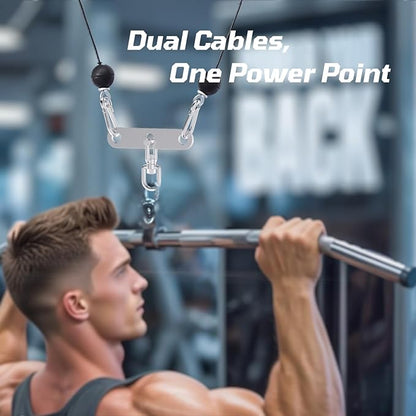 Double to Single Adaptor Plate for Cable Pulley Machines Durable Solid Stainless Steel with 3 Carabiners Suitable for Dual Cable Machines LAT Pulldown, Shoulder & Biceps Exercises