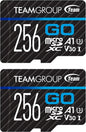 TEAMGROUP GO Card 256GB x 2 Pack Micro SDXC UHS-I U3 V30 4K for GoPro & Action Cameras High Speed Flash Memory Card with Adapter for Outdoor, Sports, 4K Shooting TGUSDX256GU364