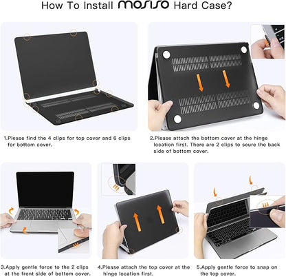 MOSISO Compatible with MacBook Air 13 inch Case 2025 2024 2023 2022 M4 A3240 M3 A3113 M2 A2681, Hard Shell&Sleeve Bag&Keyboard Skin&Webcam Cover&Screen Film for MacBook Air 13.6 inch, Tea Green