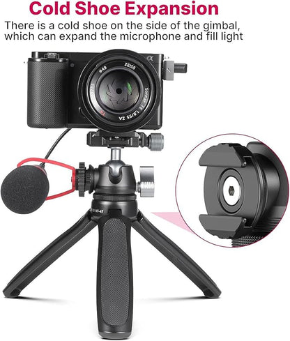 ULANZI MT-47 Camera Tripod Aluminum Alloy Mini Travel Phone Tripod Stand Compact Desktop Tripod for DSLR, 360° Ball Head with 1/4 inch Arca Quick Release Plate Cold Shoe Portable Vlog Selfie Stick
