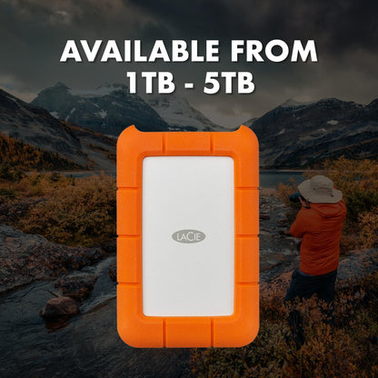 LaCie Rugged Mini Portable External Hard Drive, 4TB, 2.5", for PC, Mac, iPad, and iPhone, with Data Rescue Service