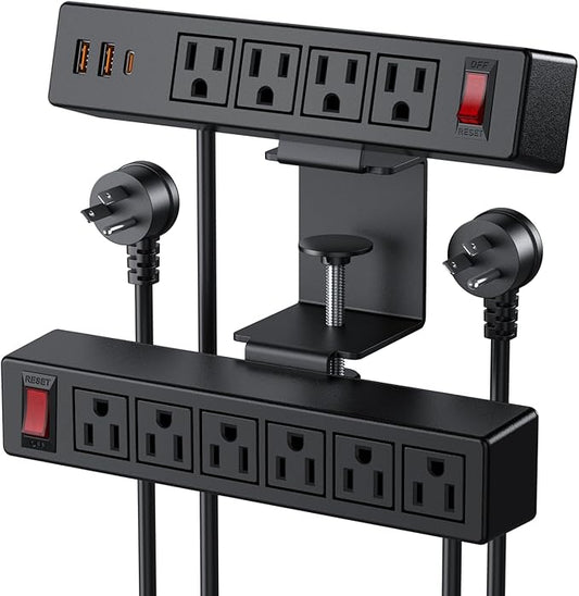 VILONG Dual Layer Desk Clamp Power Strip, 20W USB-C, 700J Surge Protector