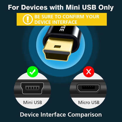 AGVEE 2 Pack 3.3ft Mini USB Cable, Durable USB-A to Mini-B Data and Charger