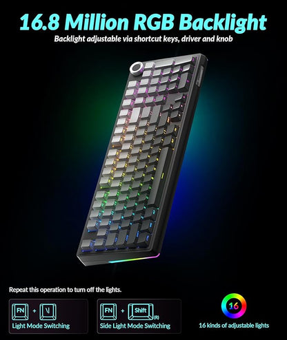 KI99 Pro 96% Wireless Mechanical Keyboard, RGB Gaming Keyboard, Hot-Swappable Pre-Lubed Switches, Gasket Structure Creamy Keyboards for Gamer/PC/Laptop (Black)