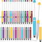 Qilery 30 Pcs Beaded Pens with Stylus Tips Plastic Beaded DIY Stylus 2-in-1 for Rubber Touch Screen Handwriting Ballpoint Pen 1.0mm, Black Ink, Office Supplies(Colorful)