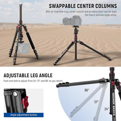 NEEWER Basics Camera Tripod Monopod, 71" Aluminum Heavy Duty Portable Travel DSLR Cell Phone Stand with 360° Ball Head Cellphone Holder Mount Compatible with iPhone for Filming Video Recording, TP15