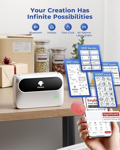 Phomemo Thermal Label Printer, Bluetooth M421 4 x 6 Shipping Label Printer, Portable Printers for Shipping, Warehouse, Barcode, Address,Compatible with Phone & PC,