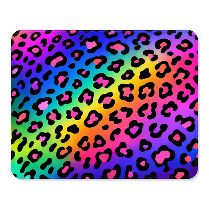 ITNRSIIET Mouse Pad Non-Slip Rubber Base Smooth Surface Stitched Edges Waterproof Durable Compatible with All Mice for Office & Gaming, Desk Accessory, 10.2x8.3x0.12 inch, RainbowLeopard
