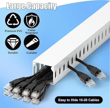 1.4"H x 1.6"W Cable Raceway, 66in Under Desk Wire Management Channel, White