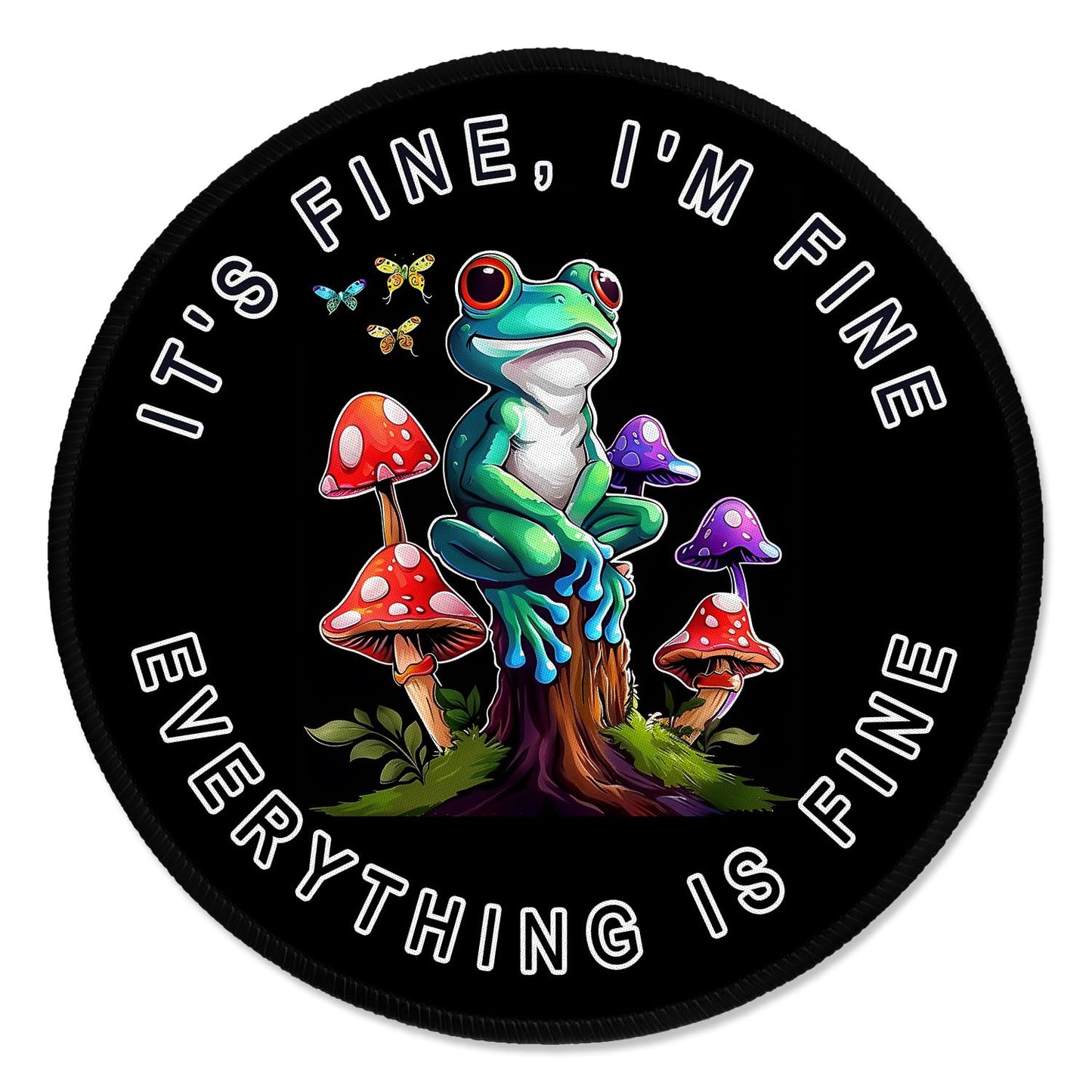 ITNRSIIET Round Mouse Pad with Stitched Edge Premium-Textured Waterproof Non-Slip Rubber Base Desktop Protection Mat Diameter 8.7 inches, Cute Frog