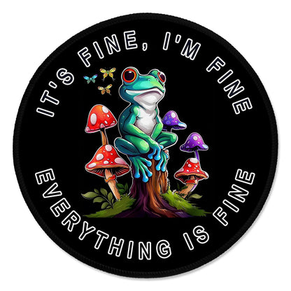 ITNRSIIET Round Mouse Pad with Stitched Edge Premium-Textured Waterproof Non-Slip Rubber Base Desktop Protection Mat Diameter 8.7 inches, Cute Frog