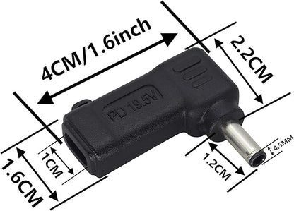 90W PD Power Charger Connector Adapter USB C to 4.5mm Laptop Charging Adapter Type C Female to DC 4.5 x 3.0mm Male Plug PD Power Charger Connector for H-P/De-ll[DP-4530]