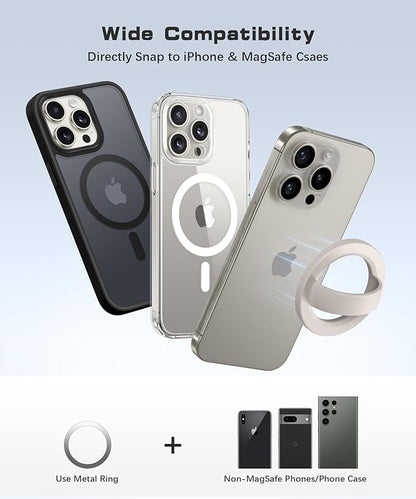 GONEZ Magnetic Phone Grip Compatible with MagSafe, Removable Silicone Loop Grip, Phone Ring Holder for Back of Phone for iPhone 16/15/14/13/12 Series, Glitter White