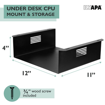 Ilyapa Under Desk CPU Mount, 4 x 12 x 11 Inch, Steel Computer