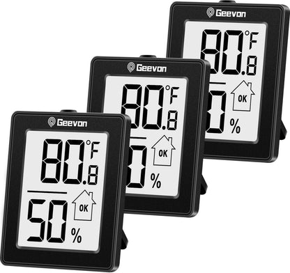 Indoor Thermometer 3Pcs with Battery Magnetic Stand Digital Humidity Gauge
