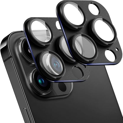 2 Pack Camera Lens Protector for iPhone 13 Pro/iPhone 13 Pro Max,[Not Easy to Breakn ] AR Tempered Glass Strong Adsorption Metal Camera Cover Screen-black