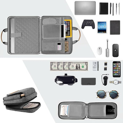 Laptop Case 15.6 Inch Briefcase Military-Grade Protection with Detachable Belt Bag, Compatible All Model of 15-16 Inch MacBook Pro and Most Popular 15.6 Inch Notebooks Chromebooks (Gray Black)
