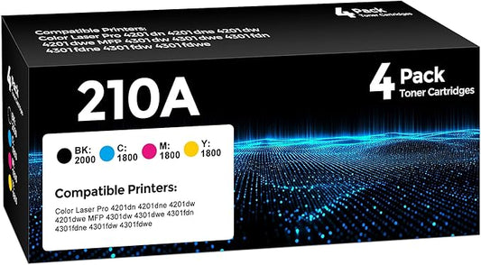 W.L.M 210A Toner Cartridge 4Pack Compatible with HP 210A 210X Toner Cartridge with 210A Toner Color Laser Jet Pro MFP 4301fdw 4201dw 4201dn 4301fdn 4301fdw 4301dw Printer (Black/Cyan/Magenta/Yellow)