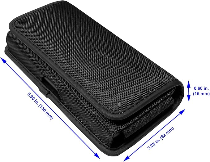 Nylon Cell Phone Holster for Samsung Galaxy A01 A10e S10 S9 S22 5G, LG K30 Phoenix 5 Aristo 5, Orbic Maui+, TCL Signa - Horizontal Case Canvas Waist Carrying Pouch with Belt Clip/Loops, Black