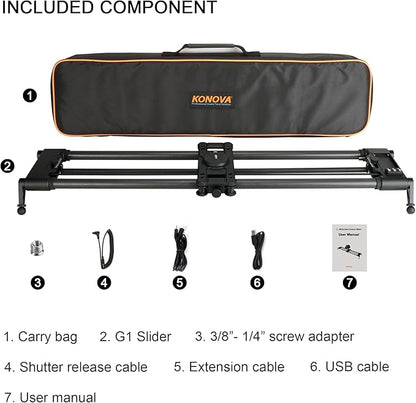 Konova New G1 Wireless Motorized Integrated Carbon Slider for Video, Time Lapse, Stop Motion, Parallax Panormaic Shooting (80cm (31.5"))