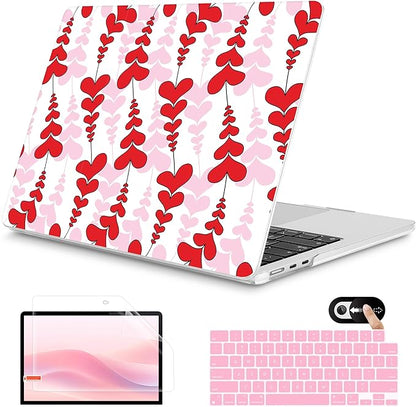 Mektron for 2025 M4 MacBook Air 13.6 Inch A3240 Case Fits 2023 A2681 M2 2024 A3113 M3 Chip with Liquid Retina Display Touch ID, Printed Plastic Hard Shell Cover for MacBook Air 13.6", Heart Wave