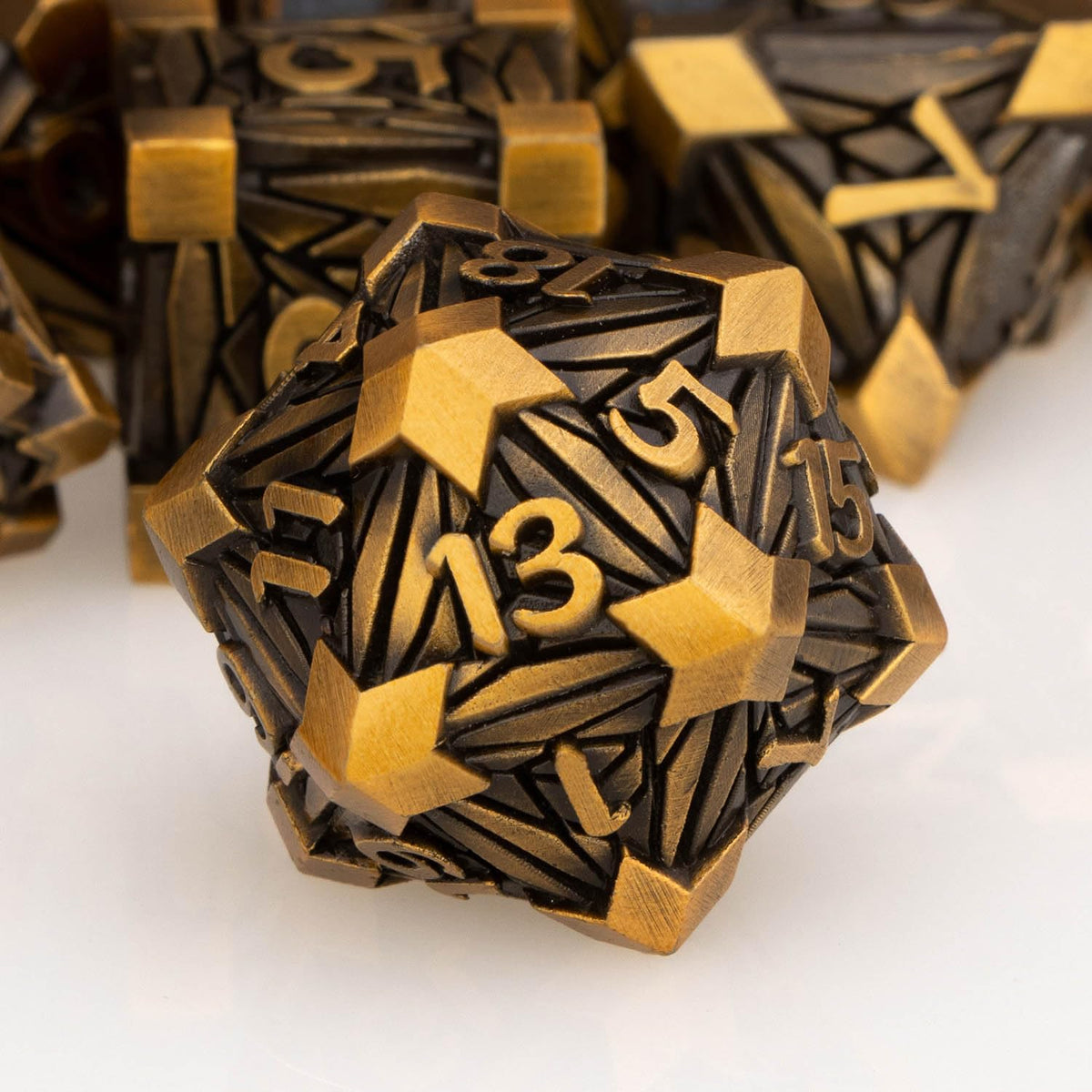 ORIFANTOU 7PCS Metal DND Dice Set with Box, Debris RPG Blue D and D Dice for use with D&D Tabletop Games Role Playing Game Polyhedral Dice Set D20 D12 D10 D8 D6 D4