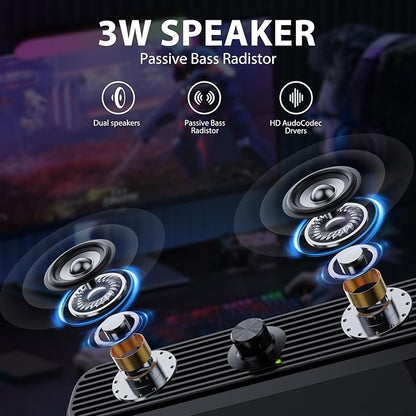 1Mii Computer Speakers for Desktop Laptop Tablet, USB Powered PC Speakers, Small Speakers Wired with Volume Control for Cellphone Pad MP3, Stereo Sound with 3.5mm Audio Plug for Windows Mac Linux PCs