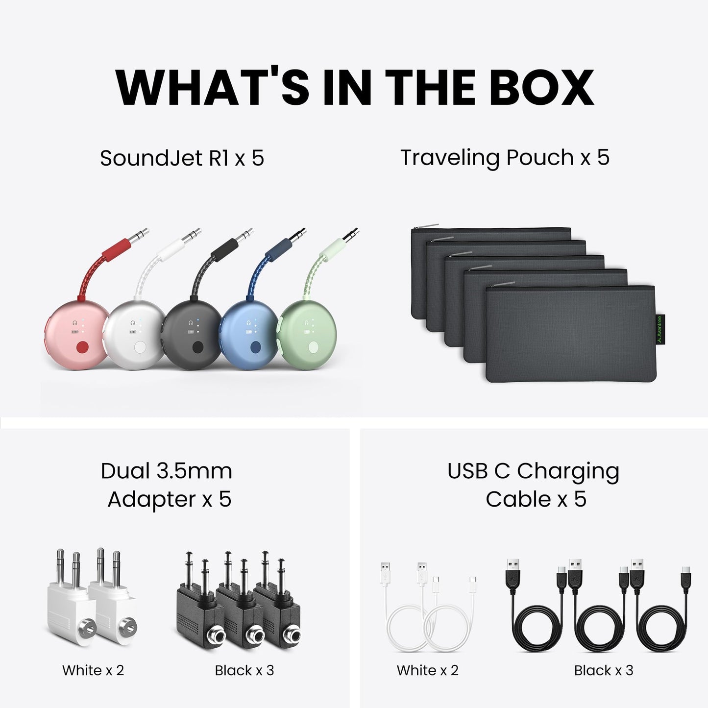 Avantree SoundJet R1 – 25Hr Airplane Bluetooth Adapter for All AirPods