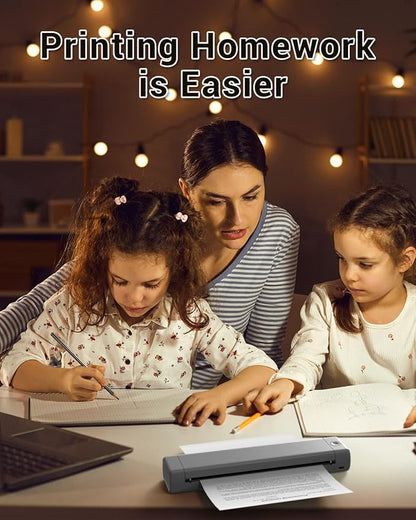 Phomemo Inkless Portable Printer for Travel - Wireless Thermal Printer Compatible with Phone & Laptop, Bluetooth Printers Supports 8.5" X 11" Letter Thermal Paper, Come with Carry Case