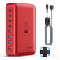 8-Port USB Charger Block 200W with Flat Plug, Braided Power Cord, and On/Off Switch- USB Charging Hub for iPhone, iPad, MacBook and More- 65W C Port Power Adapter for Laptops
